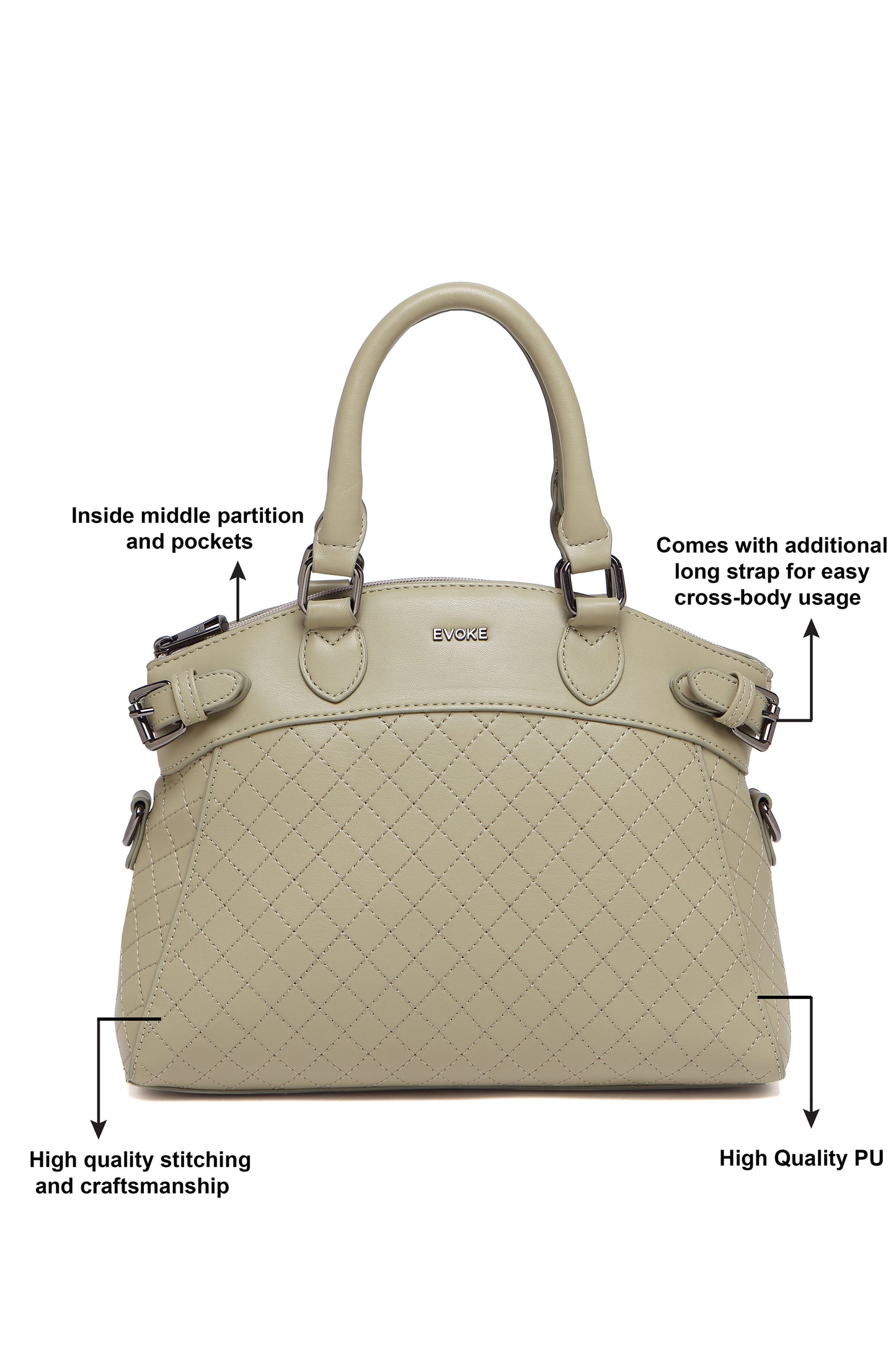 EVOKE LUXE DRAPE SATCHEL 293 FOREST GREEN